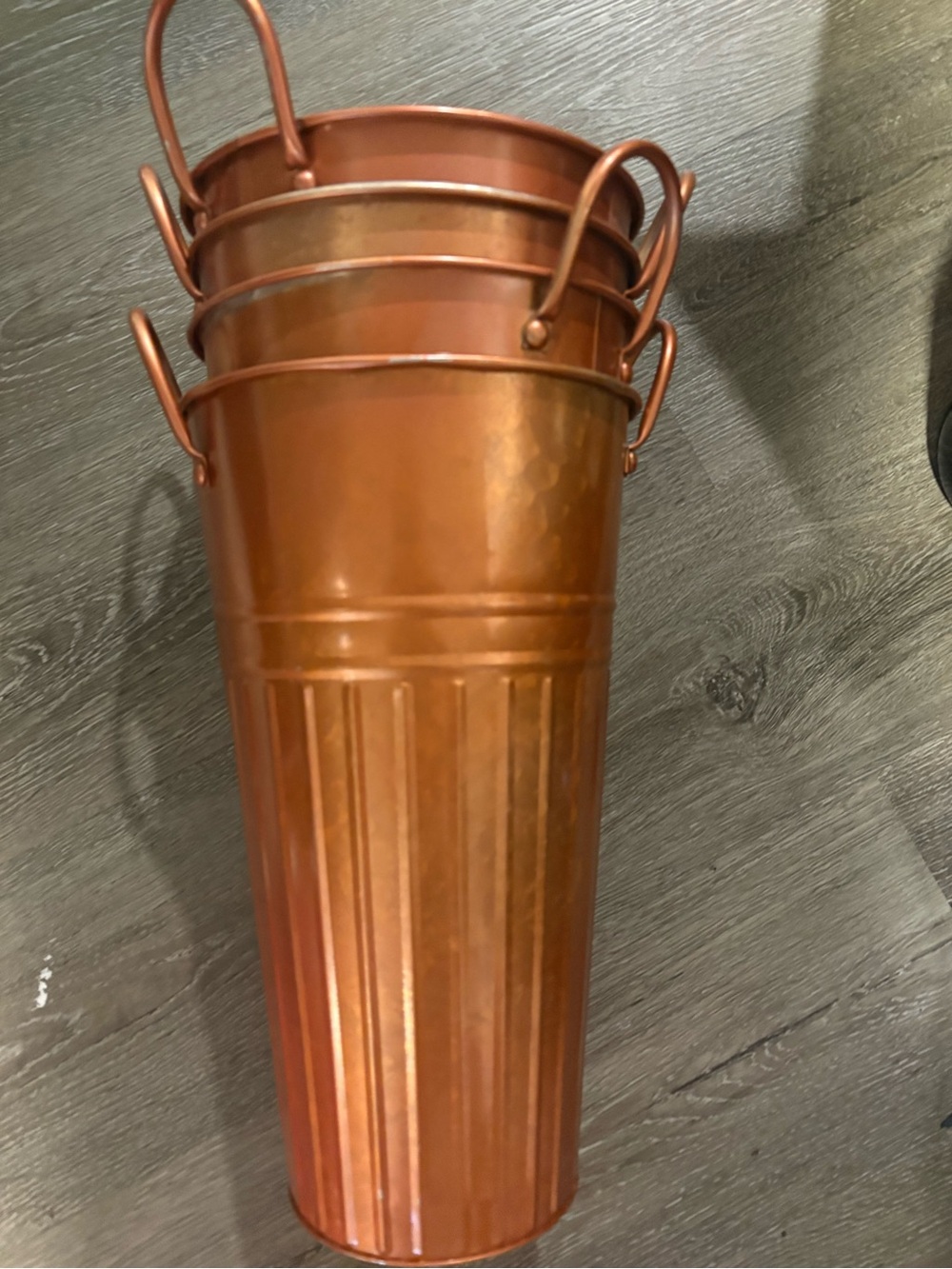 Ashland Copper Tone Tall Metal Vase Set